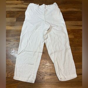 WOMAN WITHIN white linen blend pull on pants